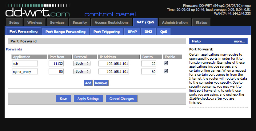 проброс портов dd-wrt